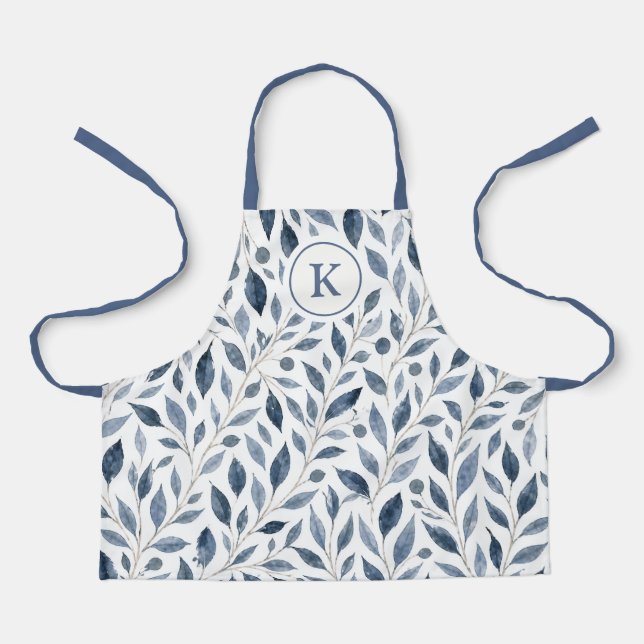Blue Leaf Personalised Apron (Front)