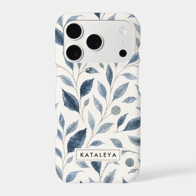 Blue Leaf Personalised iPhone / iPad case (Back)