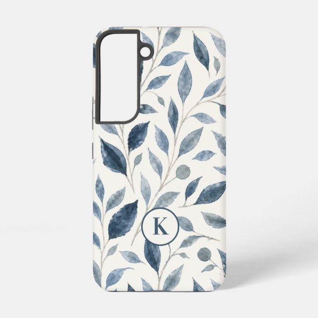 Blue Leaf Personalised  Samsung Galaxy S22 Case (Back)