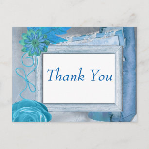 Blue Leaf Thank You Postcard