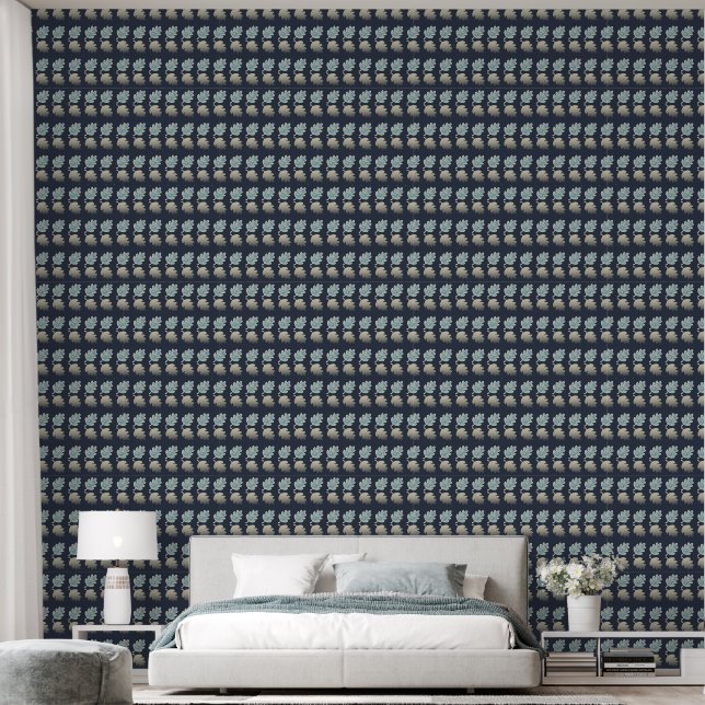 Blue Leaf  Wallpaper (Bedroom)