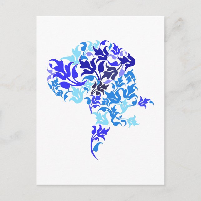 Blue leafs Great Dane Postcard (Front)