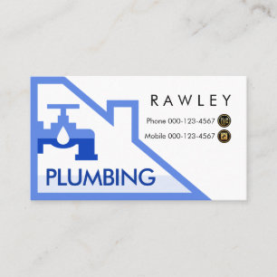 Blue Leaking Faucet Rooftop Building Frame Business Card