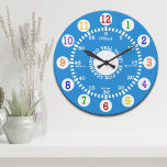 Blue Learning to Tell Time Large Clock<br><div class="desc">Fun design for this wall clock for children as they learn to tell time.</div>