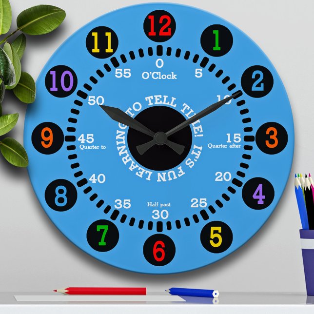 Blue Learning to Tell Time Large Clock (Creator Uploaded)