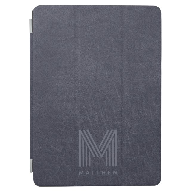 Blue Leather Bold Monogram Masculine Case-Mate iPh iPad Air Cover (Front)