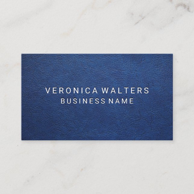 Blue Leather Embossed Lettering Loyalty Card (Front)