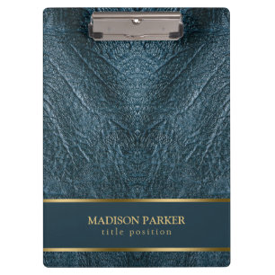 Blue Leather Gold Accents Clipboard