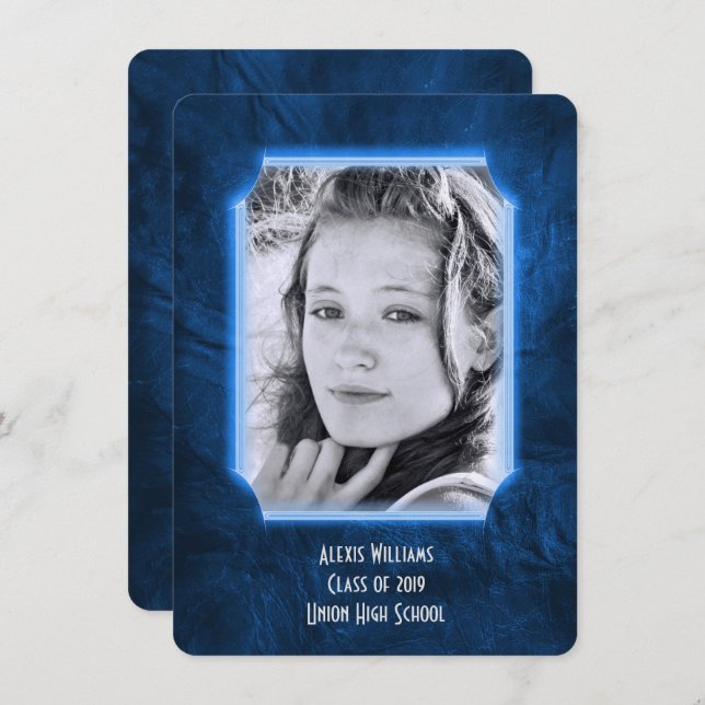 Blue Leather Graduation Invite (Front/Back)