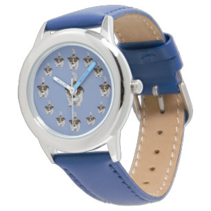Blue Leather, Kids Fox Terrier Pattern, Watch, Watch