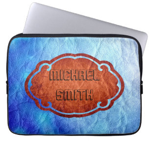 Blue Leather Laptop Sleeve