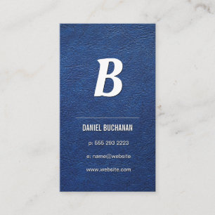 Blue Leather Monogram Business Card