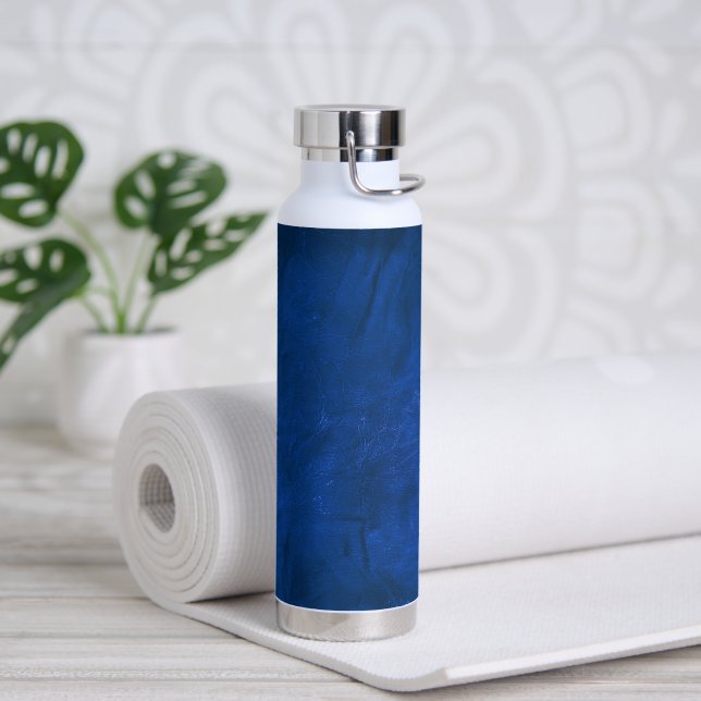 Blue Leather Pattern Water Bottle (Yoga)