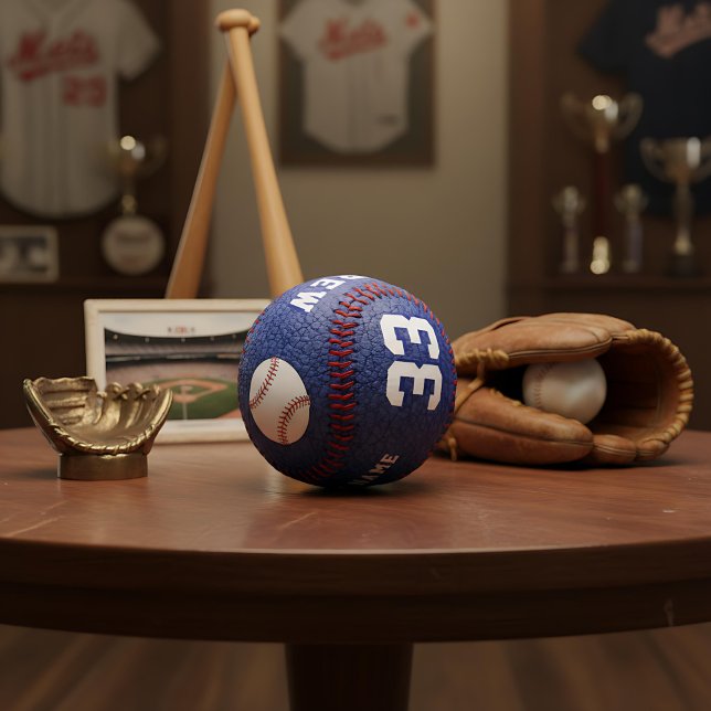 Blue Leather Print Player Name Team Number  Baseball (Creator Uploaded)