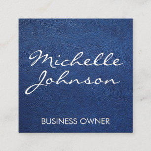 Blue Leather Texture Background Square Business Card