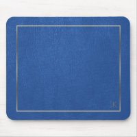 Blue Leather Texture Gold Frame-Custom Monogram