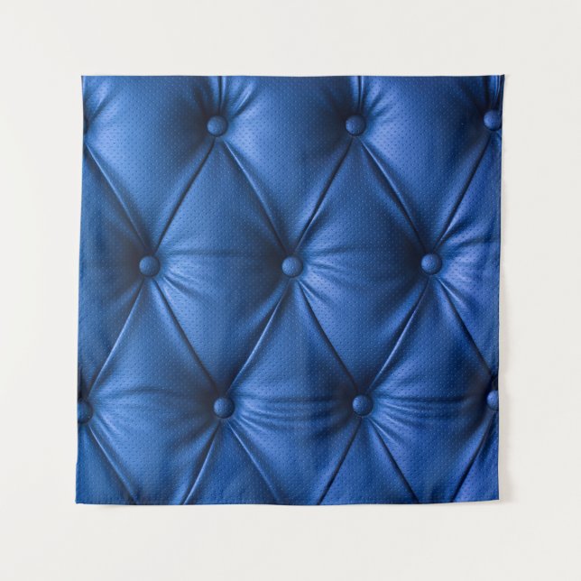 Blue Leather Texture: Luxurious Background Tapestry (Front)