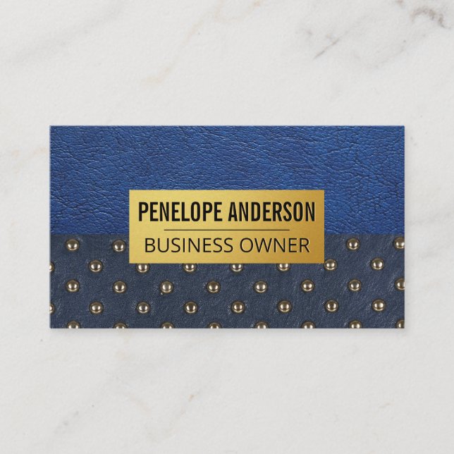 Blue Leather | Upholstered Material Business Card (Front)