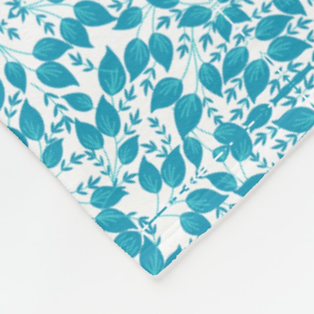 Blue Leaves Fleece Blanket (Corner)