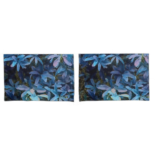 Blue Leaves Impression Pillowcase