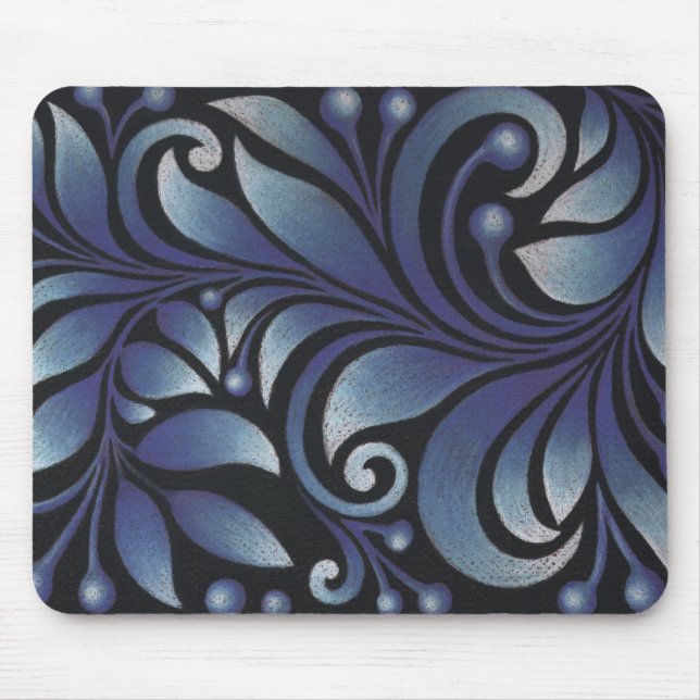 blue leaves mouse pad (Front)
