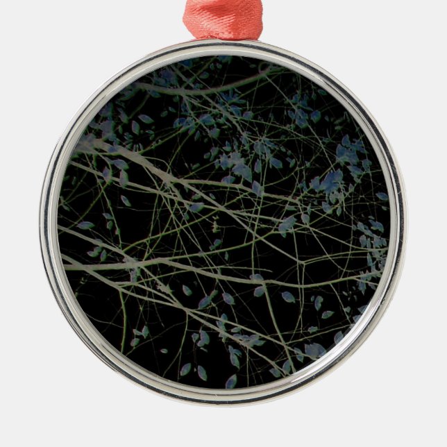 Blue Leaves on Black Metal Tree Decoration (Front)