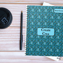 Blue Leaves Pattern Bilingual Create/Crea & Name