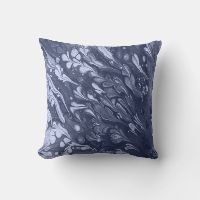 Blue leaves pattern cushion (Front)