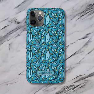 Blue Leaves Pattern Name Bilingual Text Case-Mate iPhone Case