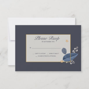 Blue Leaves RSVP Cards