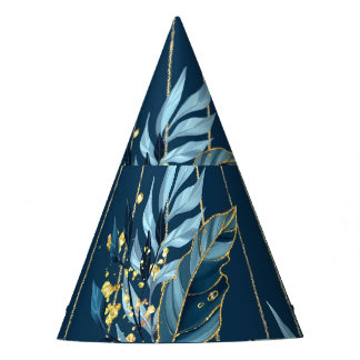 Blue Leaves Seamless Wrap Background Party Hat