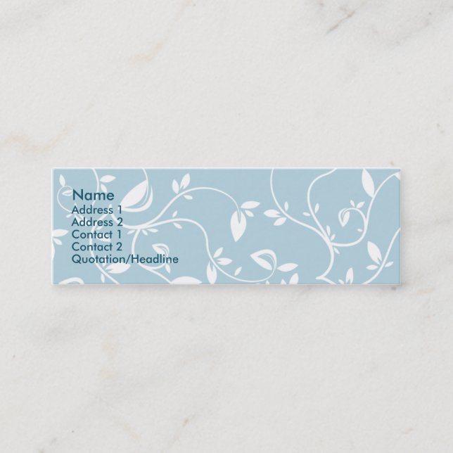 Blue Leaves - Skinny Mini Business Card (Front)