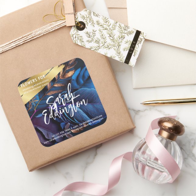 Blue Leaves Square Sticker (Gifting)