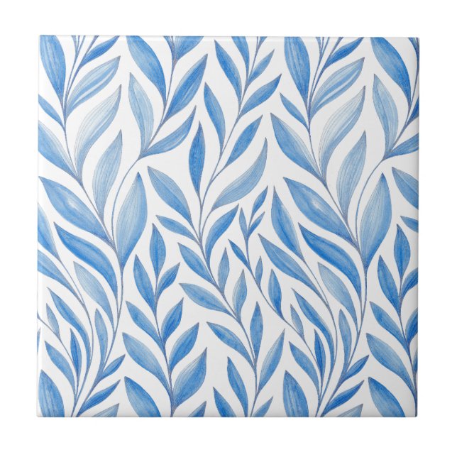 Blue Leaves Tile (Front)