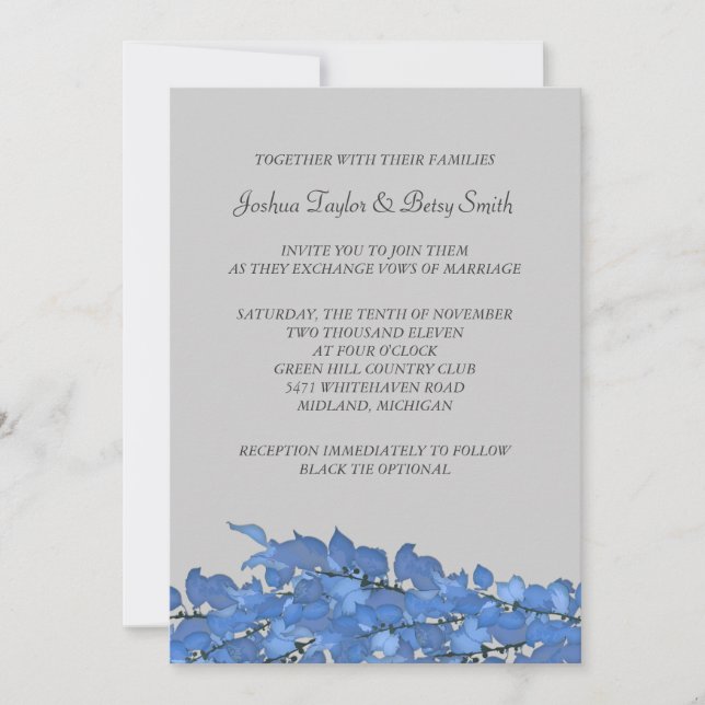 Blue Leaves Wedding Invitations (Front)