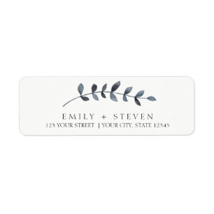 blue leaves wedding label
