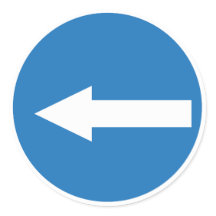 Blue Left Arrow Road Sign | Classic Round Stickers