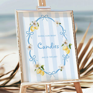 Blue Lemon Baby Shower Candy Jar Game  Poster