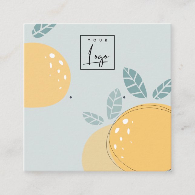 Blue Lemon Bold Fruity Abstract Earring Display Square Business Card (Front)