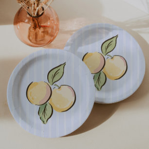Blue Lemon Citrus Baby Shower  Paper Plate