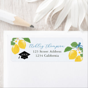 Blue Lemon Citrus Graduation Party Label