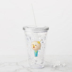 Blue Lemon Float: Smiling Bichon Cotton Candy Acrylic Tumbler