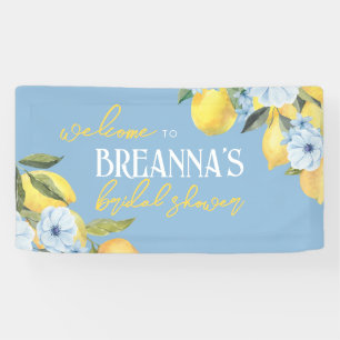 Blue Lemon & Flower Vinyl Welcome Banner
