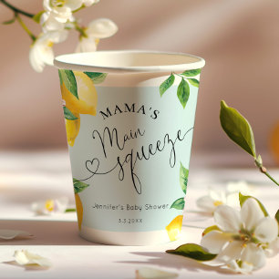 Blue lemon mamas main squeeze baby shower napkins paper cups