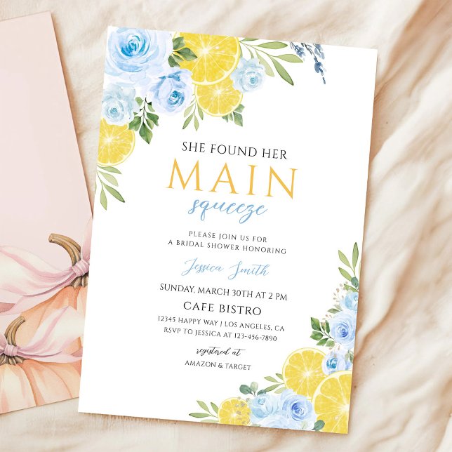 Blue Lemon Mediterranean Bridal Shower Invitation (Creator Uploaded)