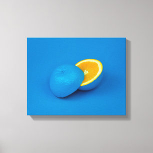 blue lemon sliced into two halves canvas print