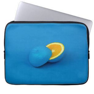 blue lemon sliced into two halves laptop sleeve