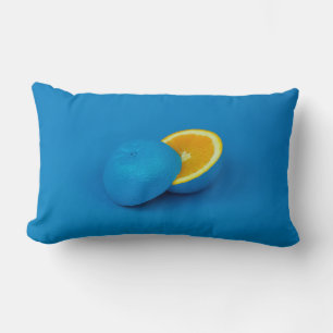 blue lemon sliced into two halves lumbar cushion