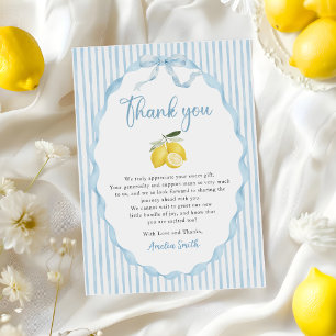 Blue Lemon Themes Baby Shower Thank You Card