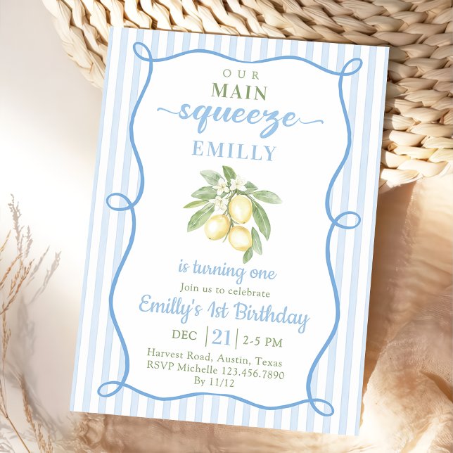 Blue Lemonade Birthday Invitation (Creator Uploaded)
